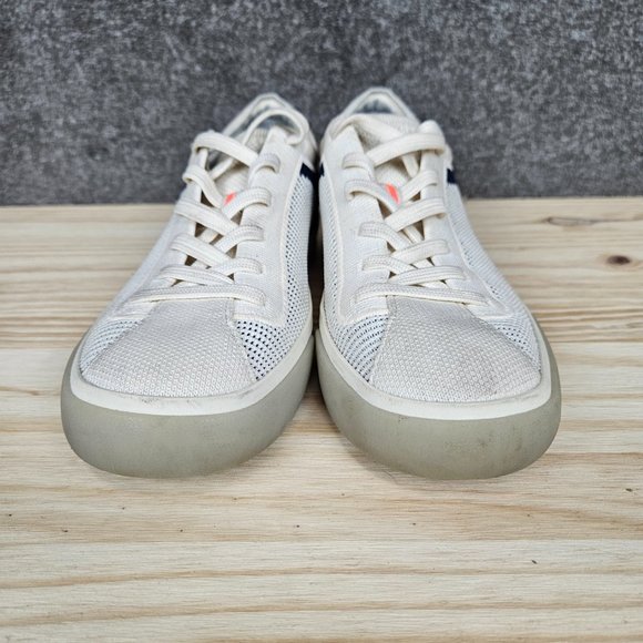 Rothy’s Lace Up Sneakers Classic Navy and Cream Striped - Picture 3 of 12